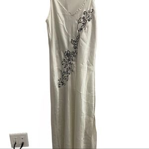 Silk Halston Slip Maxi Dress with Embroidery